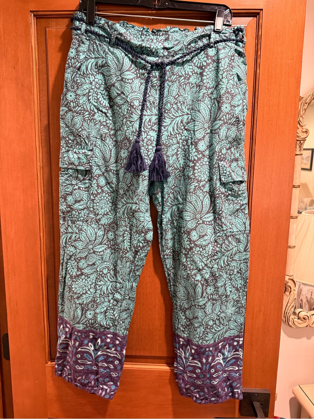 Sundance Brown and Teal Floral Drawstring Pants